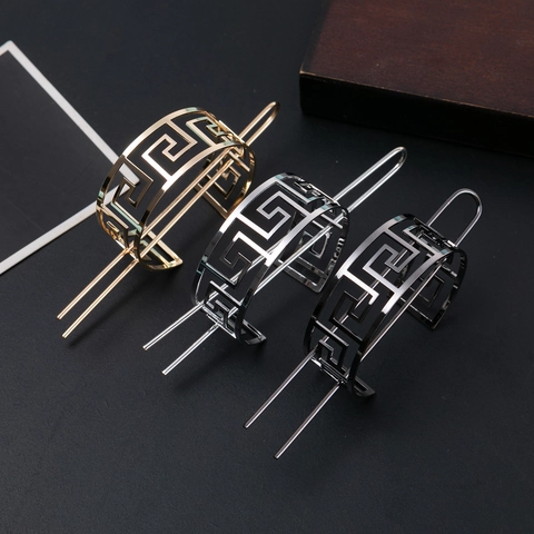 Juego de Palillos para el Pelo Vintage Calados con Greca para Mujer Aleación Galvanizada Corona y Pasador de Pelo Joyas Tradicionales Hanfu