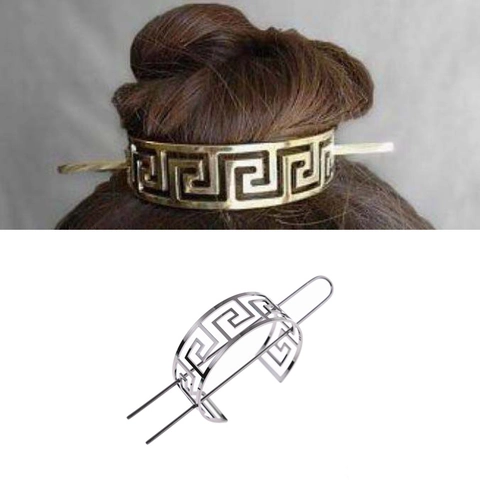 Juego de Palillos para el Pelo Vintage Calados con Greca para Mujer Aleación Galvanizada Corona y Pasador de Pelo Joyas Tradicionales Hanfu