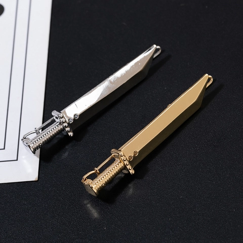 Vintage Metal Sword Shape Hair Clips For Women Gold Silver Electroplated Geometric Saber Hairpin Cosplay Hair Accessories