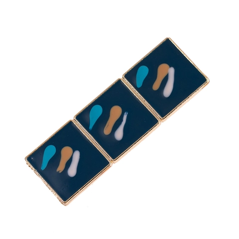 Vintage Geometric Square Enamel Metal Hair Clip For Women Retro Wave Pattern Artistic Duckbill Clip Side Hair Accessory