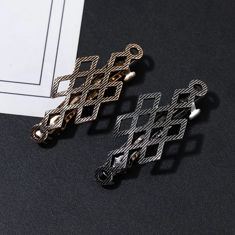 Geometrische Hohle Gitter Metall Haarspange Vintage Minimalistisch Legierung Haarnadel Gold Silber Galvanisiert Damen Haarschmuck