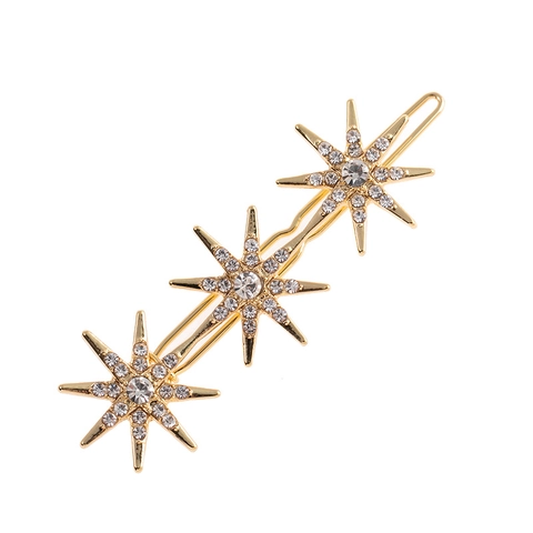 Elegante Sterrenregen Strass Haarspeld Voor Dames Legering Geometrische Zijclip Goud Zilver Mode Haaraccessoires Sieraden Cadeau