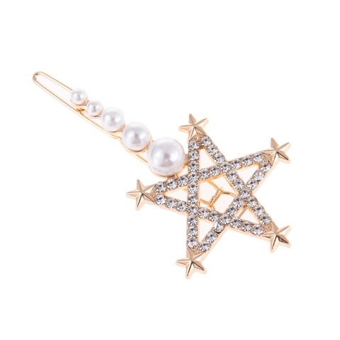Fermaglio per Capelli con Stella Vuota Künstliche Perle e Strass Elegante Forcina a Pentagramma in Lega Accessori Capelli Donna Matrimonio