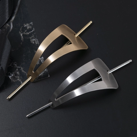 Minimalistisches Geometrisches Hohles Haarnadel Set Aus Legierung Gebürstetes Herz Metall Haarschmuck Für Damen Gold Silber
