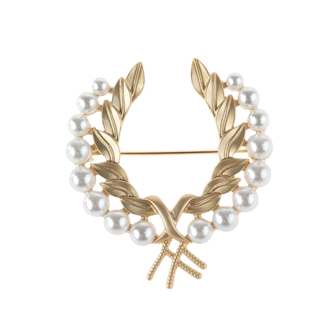 Elegante Legierung Lorbeerblatt Künstliche Perle Brosche Pin Matt Gold Silber Laub Abzeichen Für Damen Hochzeit Bankett Party Mode Schmuck