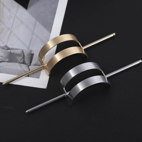 Minimalist Alloy Metal Hair Stick Set Brushed Gold Silver Geometric Hollow Rectangular Hairpin Women Party Daily Hair Styling Accessory