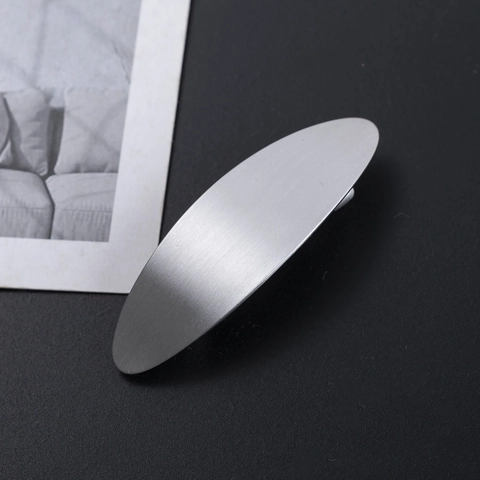 Molletta Per Capelli Ovale Spazzolata In Lega D'argento Minimalista Per Donna Fermaglio Per Capelli Geometrico In Metallo Gioielli