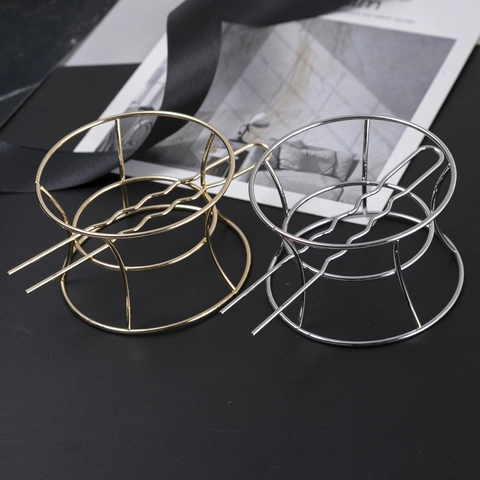 Minimalist Alloy Metal Cage Hair Stick Set Wavy Hair Pin For Women European Style Evening Banquet Decorative Hair Accessories