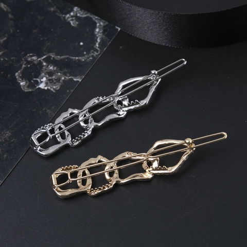 Fermaglio per Capelli a Catena Geometrica Astratta Forcina in Lega di Metallo Irregolare Con Trama Martellata per Donna Accessori Capelli