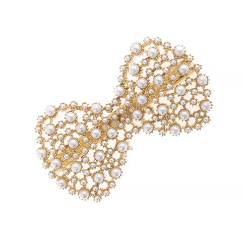 Elegante Fermaglio per Capelli a Fiocco di Farfalla in Lega Con Perle Artificiali Oro Galvanizzato Accessori per Capelli Donna