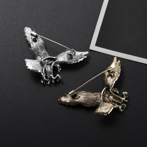 Spilla Aquila Vintage per Uomo Donna Lega Opaca Oro Argento Antico Ali Spiegate Gioielli Animali Accessorio Moda