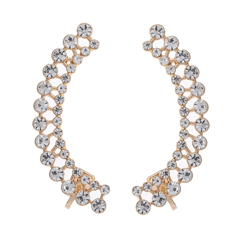 Elegante Legierung Strass Künstliche Perle Geometrische Ohrkletterer Ohrringe Mit Silber Ohrringpfosten Für Damen Party Schmuck