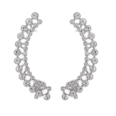 Elegante Legierung Strass Künstliche Perle Geometrische Ohrkletterer Ohrringe Mit Silber Ohrringpfosten Für Damen Party Schmuck