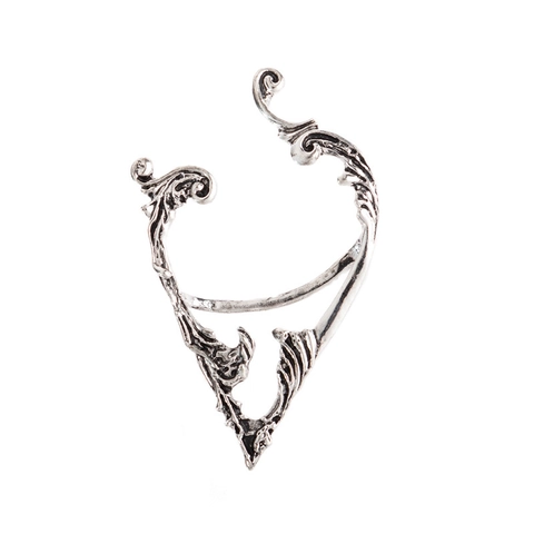 Vintage Gothic Elf Ear Cuff For Women Men Alloy Vine Carved Fantasy No Piercing Clip Earrings Halloween Cosplay Jewelry Accessory