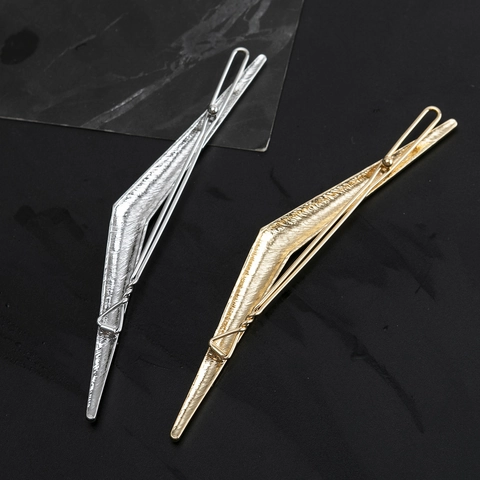 Fermaglio per Capelli in Metallo Geometrico Minimalista per Donna Oro Argento Lega Galvanica a Forma di V Clip Laterale Moda