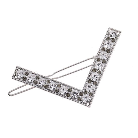 Vintage V-Förmig Legierung Strass Haarklammer Elegant Geometrisch Blau Weiß Kristall Eingelegt Metall Haarschmuck Für Damen