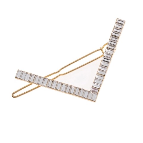 Fermaglio per Capelli Geometrico a Forma di V Minimalista per Donna Lega Oro Argento Strass Rettangolare Accessorio per Capelli
