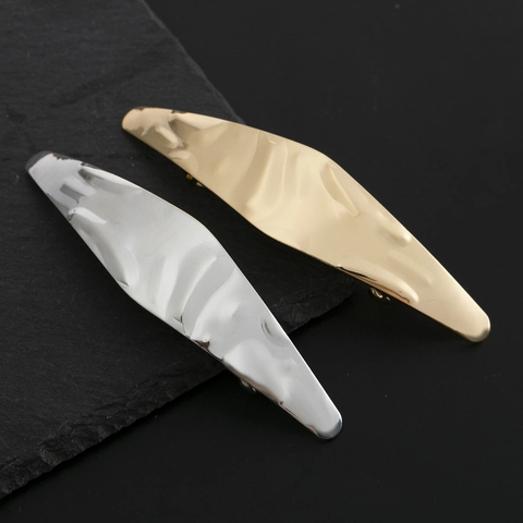 Fermaglio per Capelli Geometrico Minimalista in Lega Con Texture Martellata Molla Metallica per Capelli Accessorio Donna Quotidiano