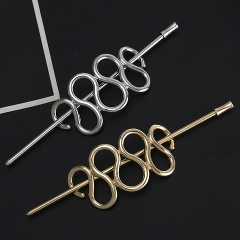 Vintage Metall Schlangenform Haarstab Elegant S-Förmige Geometrische Haarnadel Minimalistisch Gold Silber Haarschmuck Für Damen