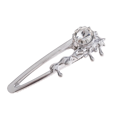 Legierung Haarklammer Im Flüssigmetall Stil Großer Runder Klarer Zirkonia Gold Silber Galvanisiert Punk Haarschmuck Damen
