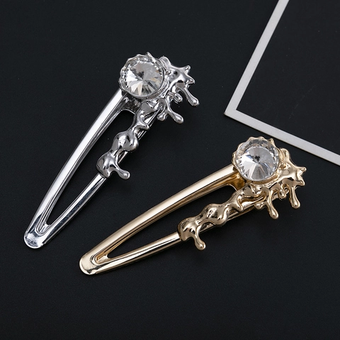 Legierung Haarklammer Im Flüssigmetall Stil Großer Runder Klarer Zirkonia Gold Silber Galvanisiert Punk Haarschmuck Damen