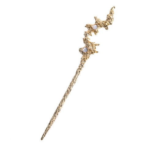 Vintage Alloy Irregular Lava Texture Hair Stick For Women Inlaid Artificial Pearl Gold Silver Retro Hair Accessories Jewelry