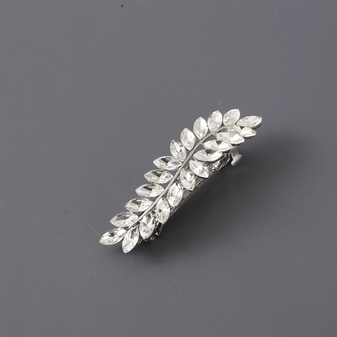 Elegante Fermaglio per Capelli a Forma di Foglia in Lega con Strass per Donna Molla in Cristallo Scintillante Accessorio