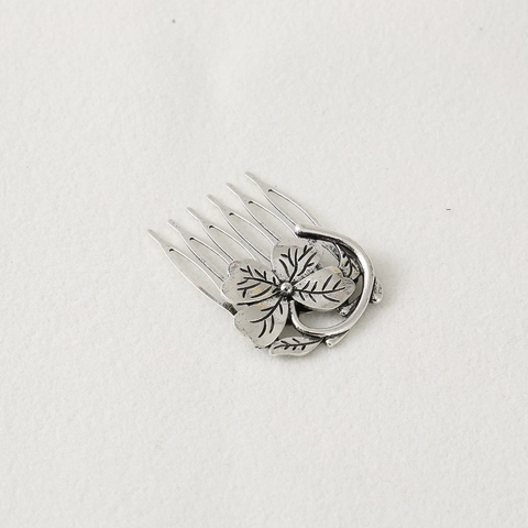 Peine de Pelo de Aleación Vintage con Flores Clip Lateral Floral Plata Bronce Antiguo Accesorios de Joyería para el Cabello Mujer
