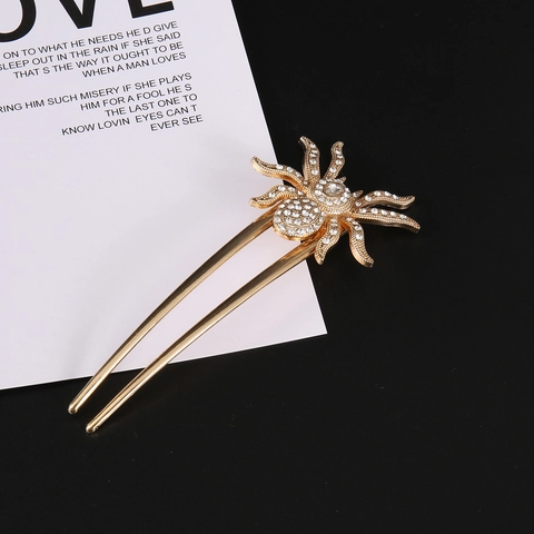 Vintage Legering Spin Strass Haarstokje Voor Vrouwen Goth Antiek Goud Zilver Metalen Haarseld U Vormige Haaraccessoires