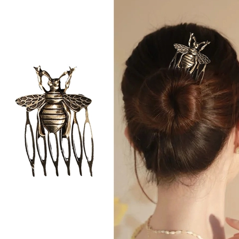 Vintage Legering Bij Haarkam Brons Antiek Zilver Gegalvaniseerd Insectorvorm Haarspeld Voor Vrouwen Bruiloft Banket Haaraccessoires