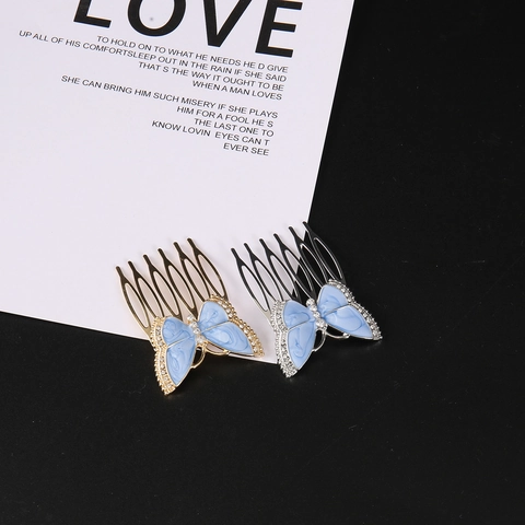 Vintage Schmetterling Haarkamm Legierung Strass Emaille Marmor Flügel Haarnadel Elegant Hochzeit Party Schmuck Für Damen