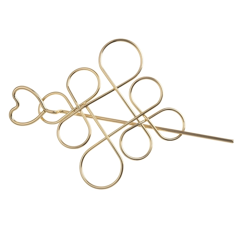 Vintage Metalen Chinese Knoop Holle Haarstokje Hart Decor Legering Goud Zilver Verguld Haarnadel Voor Dames Styling