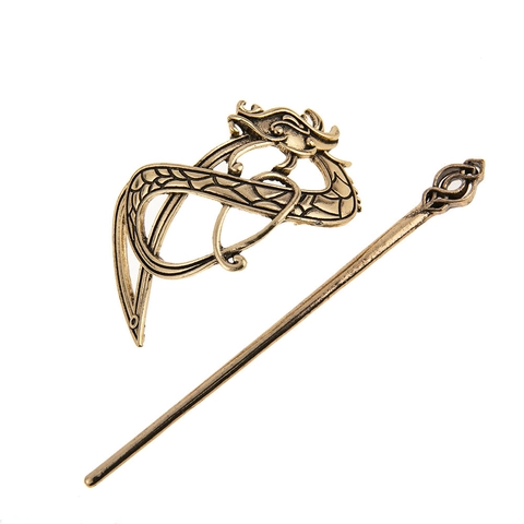 Vintage Drachen Haarstab Legierung Hohl Haarkrone Und Haarnadel Antiker Stil Keltischer Wikinger Kopfschmuck Für Herren Damen Cosplay