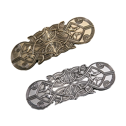 Fermaglio per Capelli in Lega Vintage Nodo Celtico Corvo Vichingo Rilievo Molla in Metallo per Donna Accessori per Capelli Quotidiani