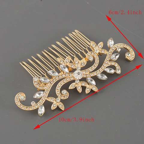 Vintage Legering Bloem Haarkam Met Strass Ingelegd Retro Chinese Stijl Bruids Hoofdtooi Voor Vrouwen Huwelijk Banket Haar Sieraden