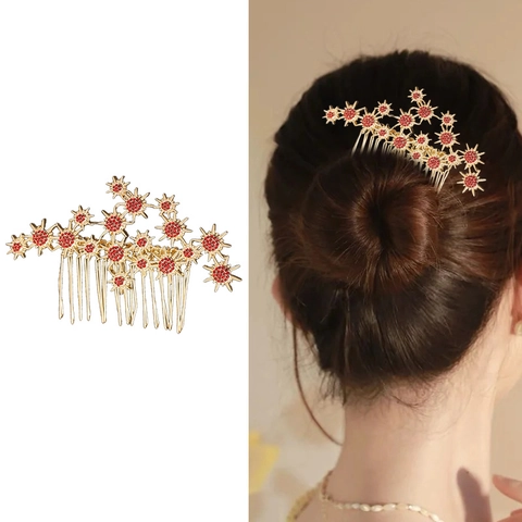 Elegante Pettine per Capelli a Stella Incastonato di Strass in Lega Metallica per Donna Gioielli per Capelli da Sposa