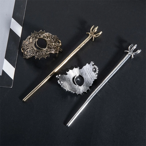 Palillo para el Pelo de Aleación Vintage Patrón de Luna Nube Calado Estilo Gótico Horquilla Decorativa Accesorios para el Cabello Mujer