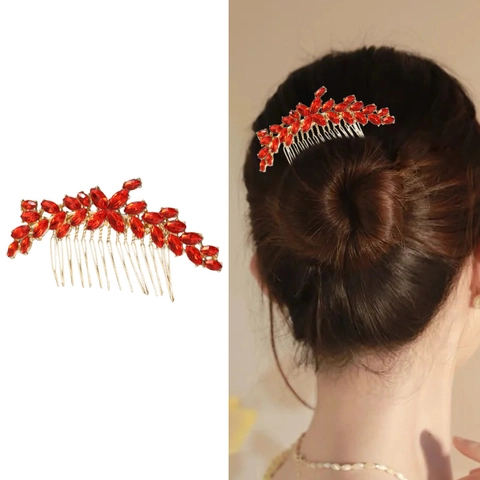 Elegante Pettine per Capelli a Fiore con Strass Marquise Oro Lega Botanica Copricapo da Sposa per Matrimonio Banchetto Donna Accessori per Capelli
