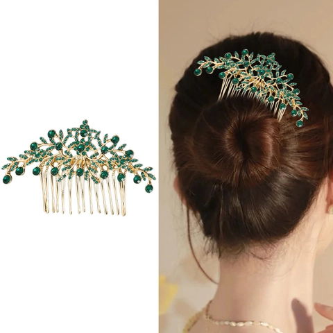 Pettine per Capelli Vintage in Lega con Fiori di Strass Elegante Copricapo da Sposa Stile Cinese per Donna Accessorio per Capelli per Feste