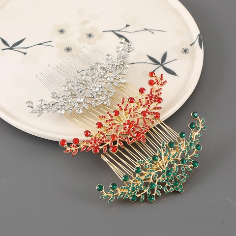 Pettine per Capelli Vintage in Lega con Fiori di Strass Elegante Copricapo da Sposa Stile Cinese per Donna Accessorio per Capelli per Feste