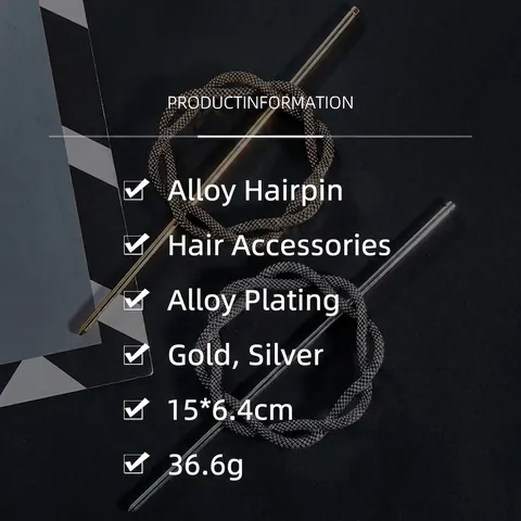 Set di Spilloni per Capelli in Metallo Vintage Trama Intrecciata Anello Rotondo Lega Minimalista Elegante Donna Oro Argento