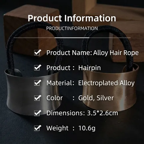 Minimalist Brushed Metal Hair Cuff Ponytail Holder Arc Alloy Hair Tie High Ponytail Accessory For Women Gold Silver Metallic Headwear