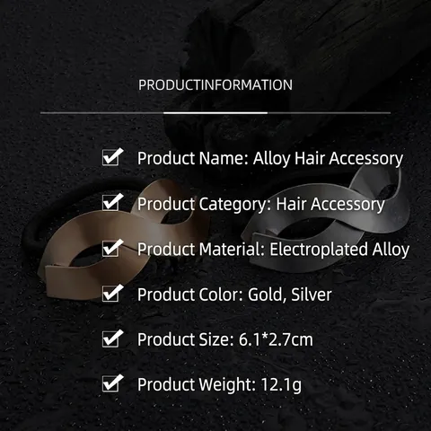 Elastico per Capelli Minimalista in Lega con Simbolo dell'Infinito Supporto per Coda di Cavallo in Metallo Placcato Oro Argento Accessori Capelli Donna