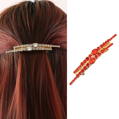 Fermaglio per Capelli in Lega con Strass Vintage per Donna Elegante High End Oro Argento a Molla Accessori per Acconciature da Festa
