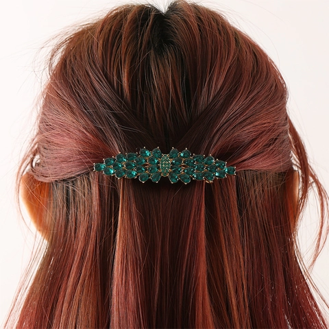 Fermaglio per Capelli in Lega di Zirconia Strass di Lusso Vintage Elegante Foglia Fiore a Molla per Donna Matrimonio Festa