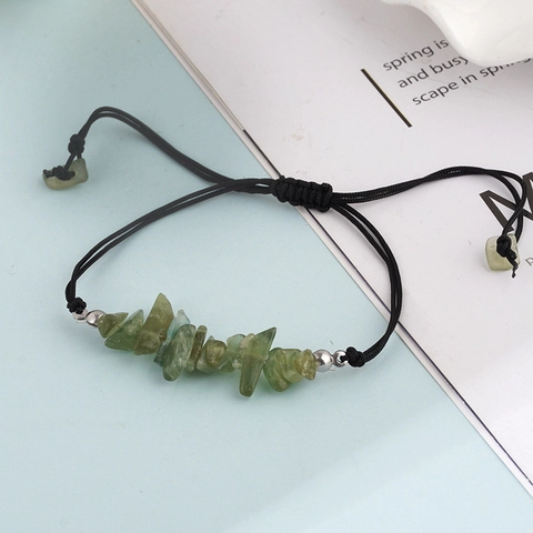 Handgefertigtes Naturstein Splitter Armband Für Damen Verstellbares Geflochtenes Seil Bohemian Style Schmuck Unregelmäßige Steine
