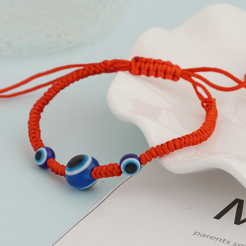 Handmade Woven Red Rope Bracelet With Blue Evil Eye Beads And Alloy Sea Turtle Hamsa Hand Charm Adjustable Lucky Protection Jewelry