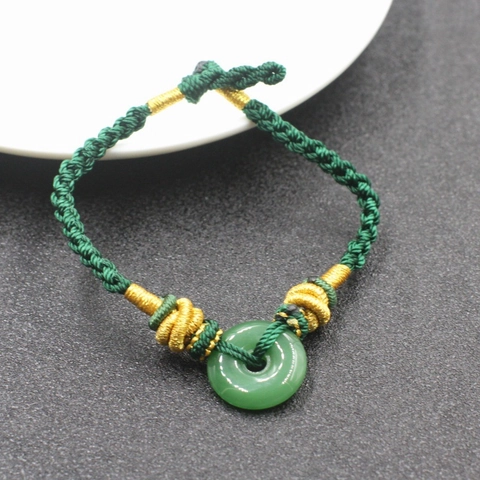 Bracciale in Giada Hetian Verde Intrecciato a Mano Con Fibbia della Pace per Donna Gioielli in Stile Cinese Vintage Regalo