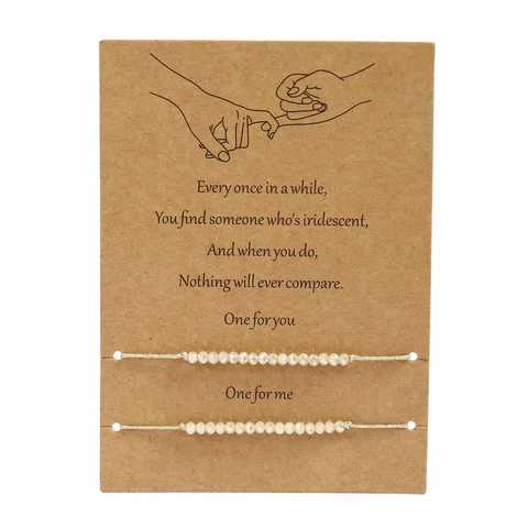 Handmade Woven Adjustable Morse Code Bracelets Glass Seed Bead Jewelry With Greeting Card Valentines Gift For Couples Friends