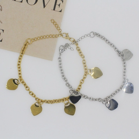 Personalized Stainless Steel Heart Pendant Bracelet Engravable Name Identity Bracelet For Women Mother's Day Jewelry Gift
